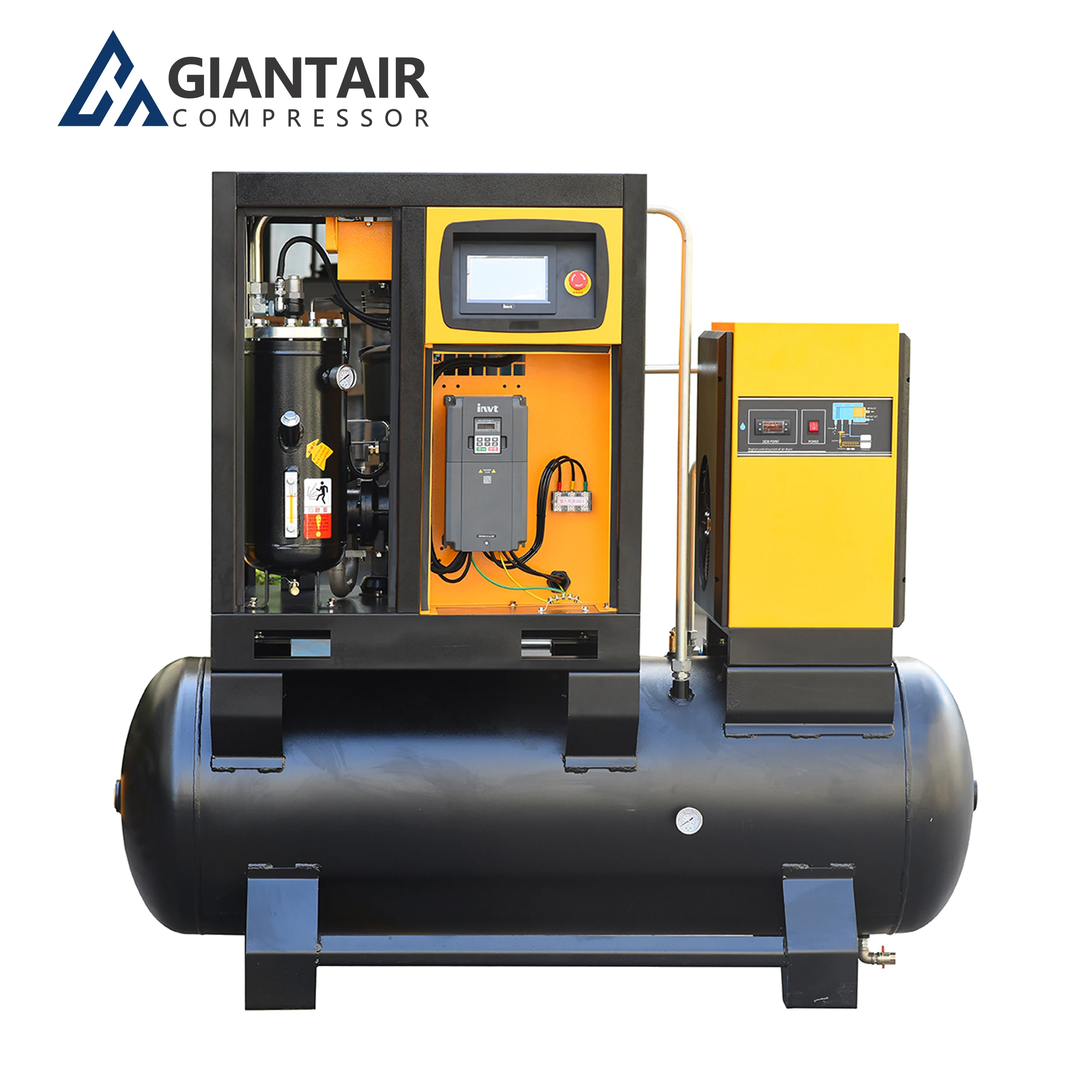 GIANTAIR Stable High Performance 11kw 15 Industrial Screw Air Compressor with Air Dryer and Air Tank