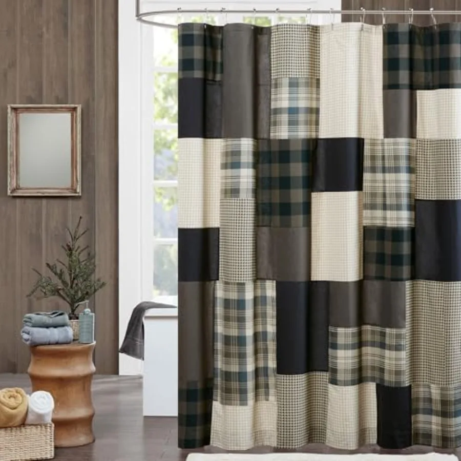 

Woolrich Winter Hills Cotton Shower Curtain Plaid Lodge/Cabin Shower Curtains for Bathroom 72 X 72