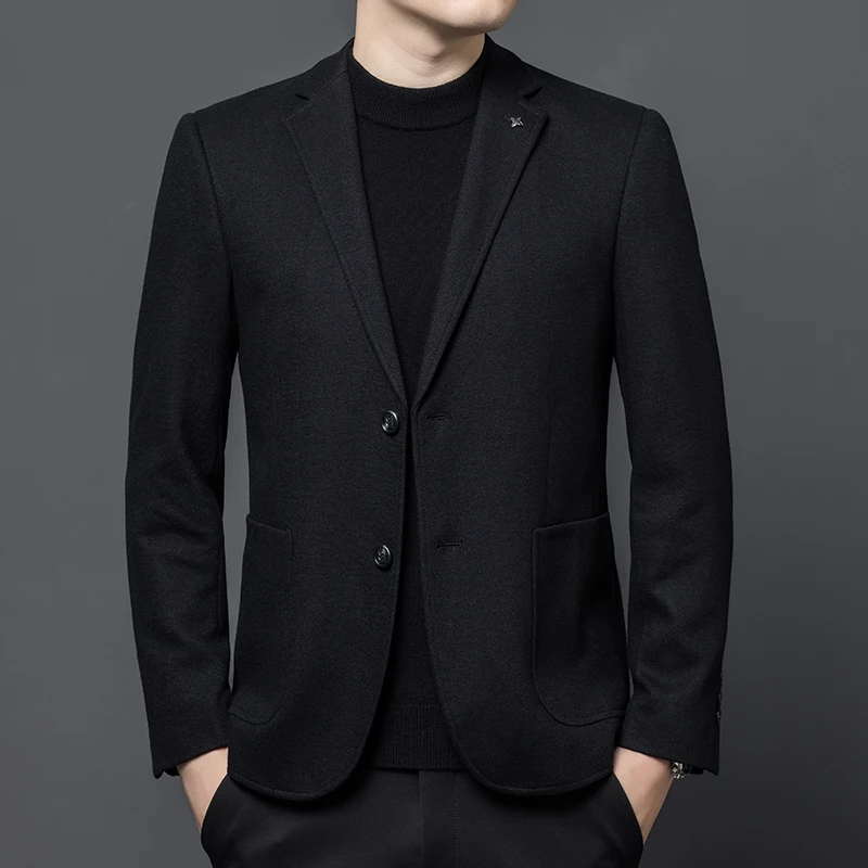 

Wool Blends Premium Blazers For Men Slim Fit Gentleman Easy Care Winter Quality Keep Warm Comfortable Suits Coat Terno Masculino