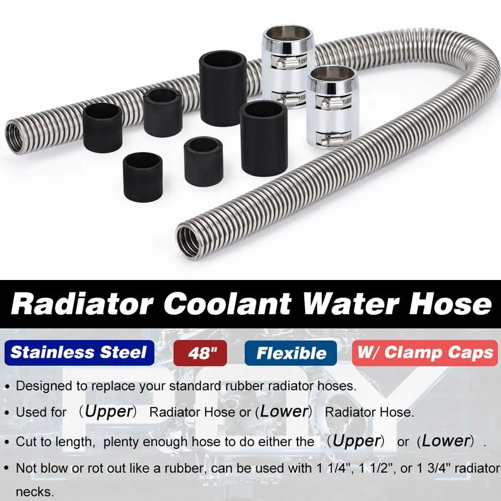 

Radiator Stainless Steel Hose with End Covers Hoses Accessories Black