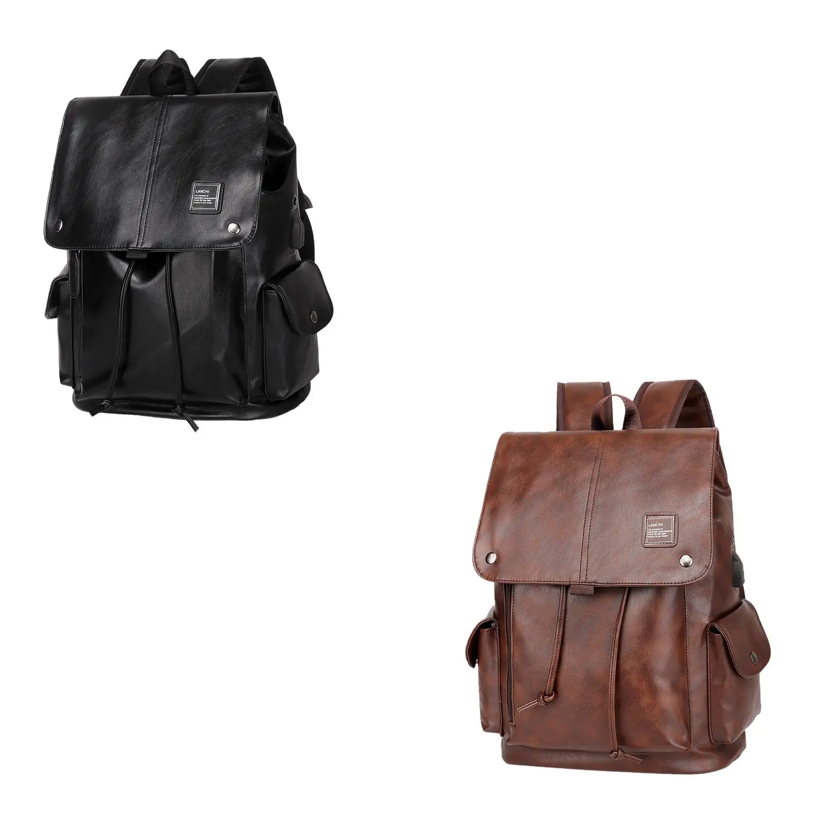 Fashion PU Leather Backpack Fits 15.6 inch Fits 15.6