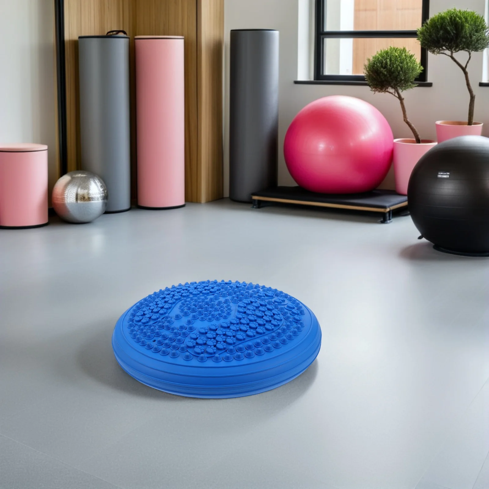 

Inflatable Yoga With Pump Portable Fitness Equipment For Home Travel Thickened Round Pressure Point Mat For Stretching Massage