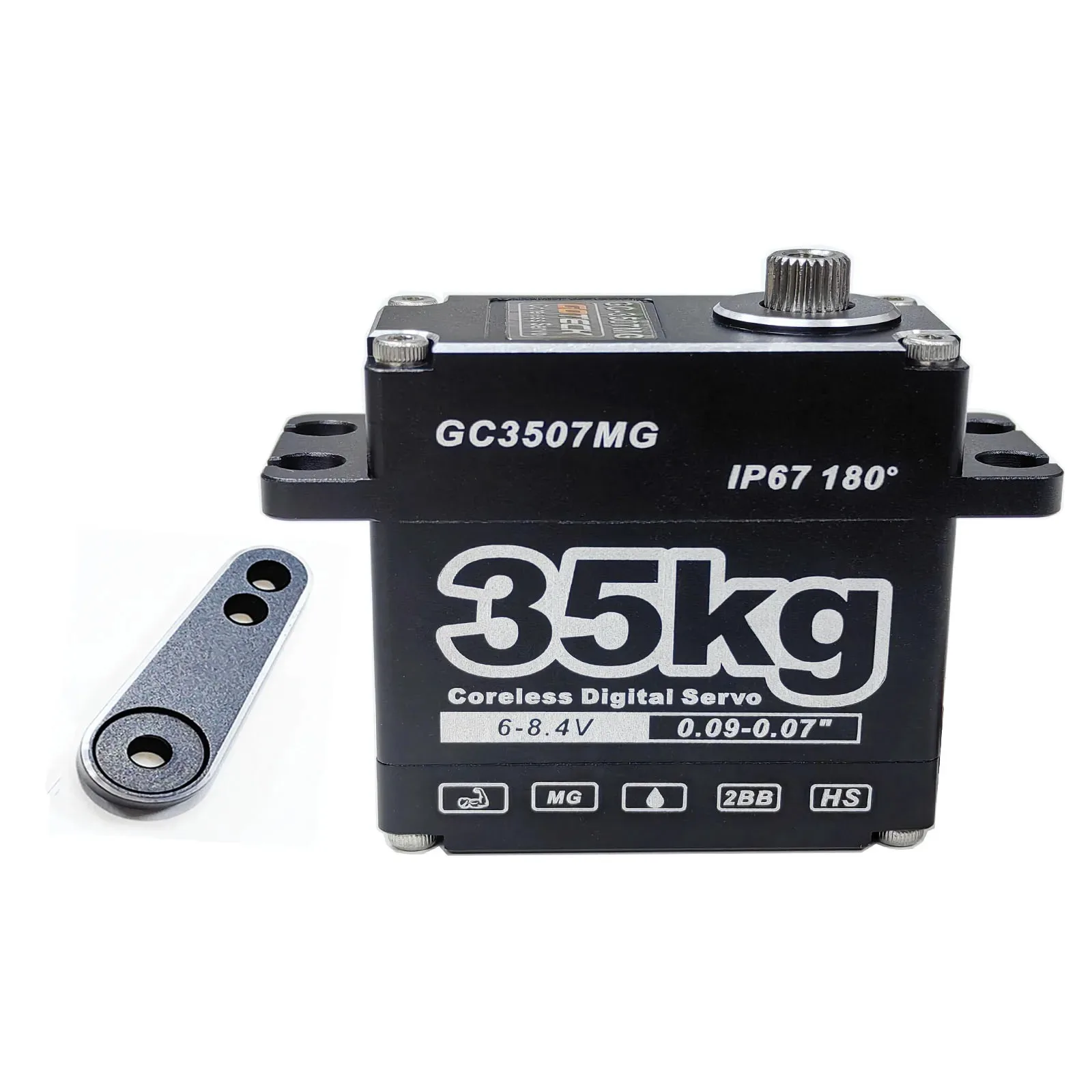 

GOTECK 35KG Full Aluminum Case Coreless Digital Servo, 8.4V Full Metal Gear Digital servos IP67 Waterproof Steering Servo