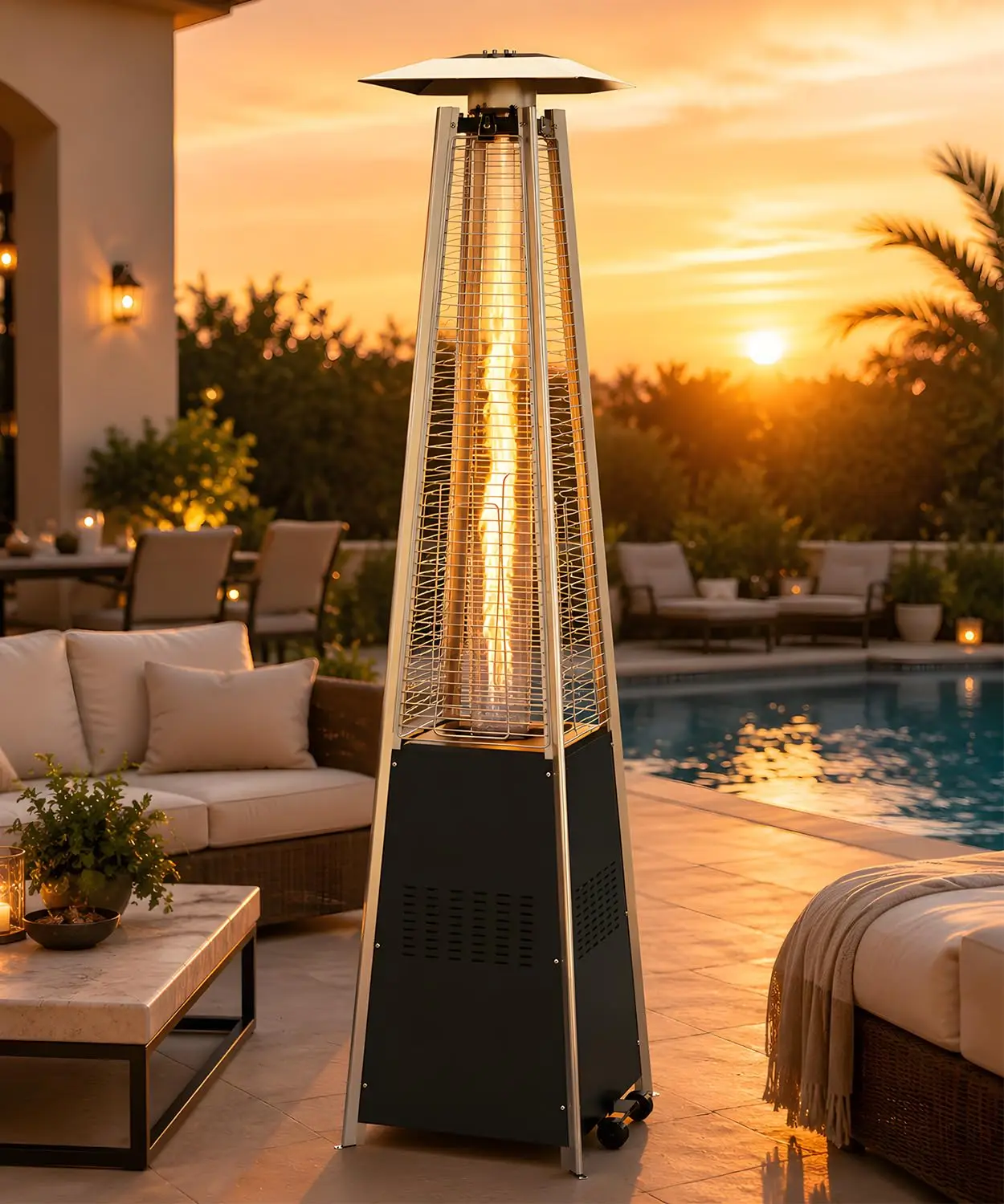 Patio Heater 48,000 BTU Outdoor Propane Heater with Wheels