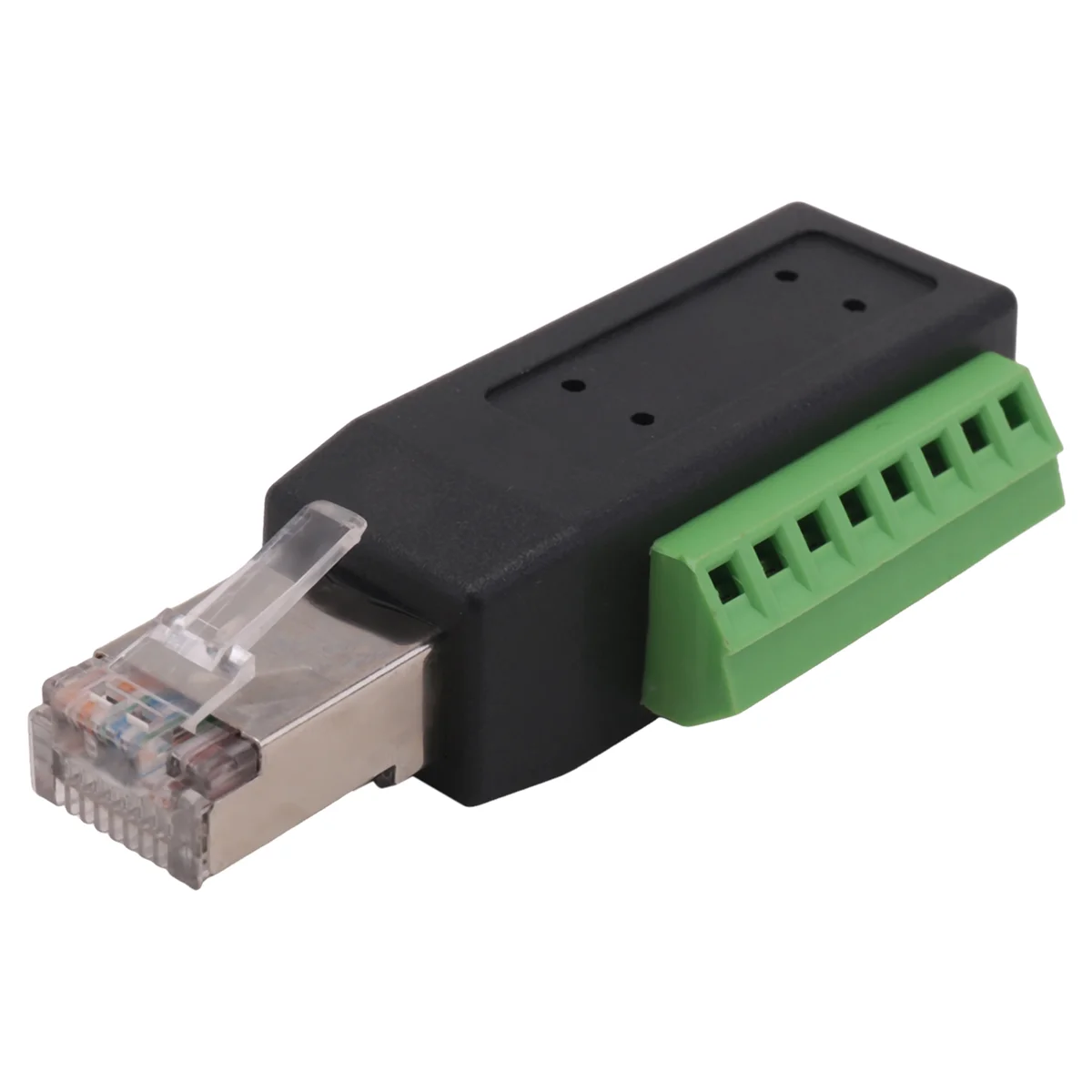 ¡A48T! Conector de terminal de tornillo RJ45, enchufe macho sin soldadura RJ45 a adaptador de bloque de terminales de 8 pines para Ethernet Cat5 /6/7 AV