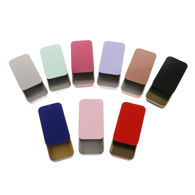 

Tinplate Mini Iron Box Slide Rectangular Empty Tins Storage Box Jewelry Pill Cases Portable Box Container Organizer
