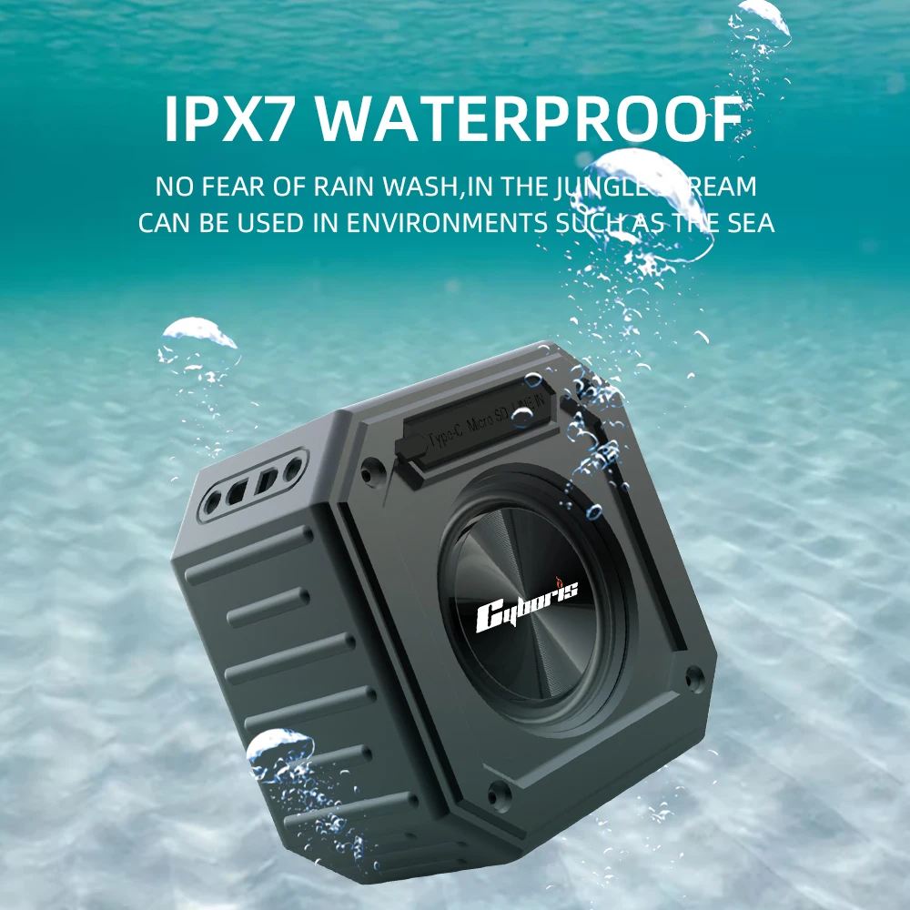 Cyboris CYB-X1 Sport IPX7 Altoparlante da bagno superiore impermeabile 15W Mini altoparlanti portatili da esterno Bluetooth senza fili Audio per auto
