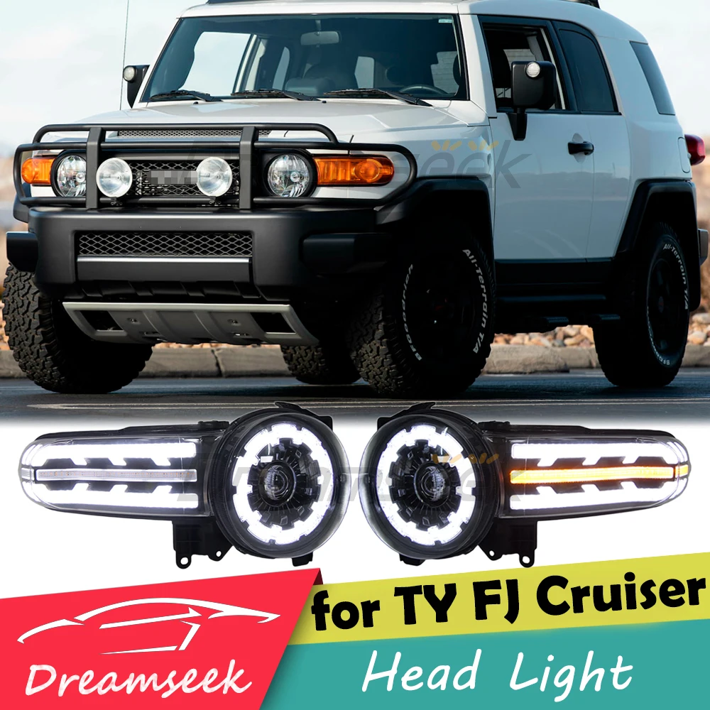 LED Projector Headlight DRL for Toyota FJ Cruiser XJ10 07-22 Dynamic Sequential Turn Signal Lamp Headlamp Driving Blinker Light