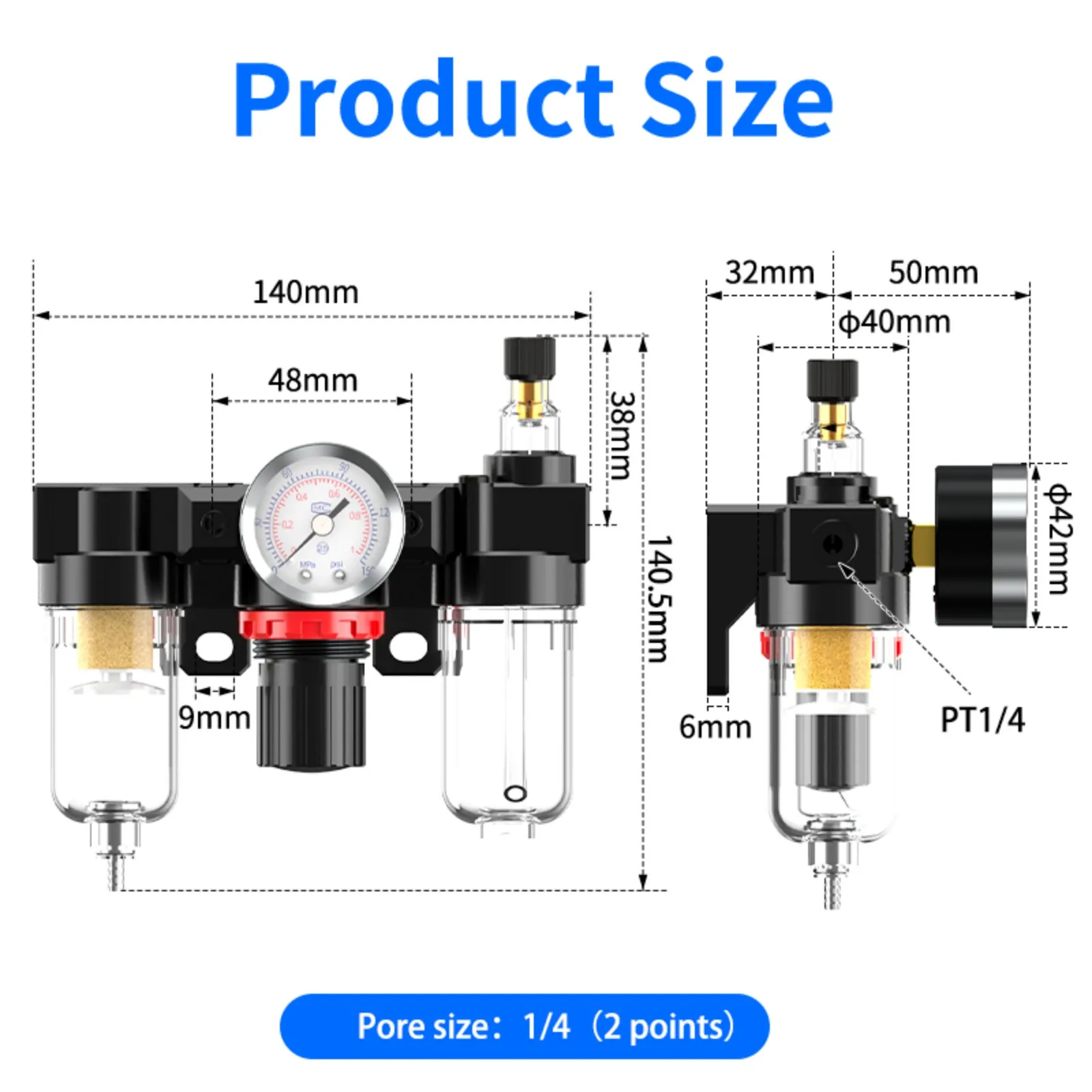 يستخدم فلتر الهواء AFC2000 AF2000+AR200+AL2000 G1/4 لضاغط الهواء وفاصل الزيت والماء لتقليل منظم صمام الضغط #3
