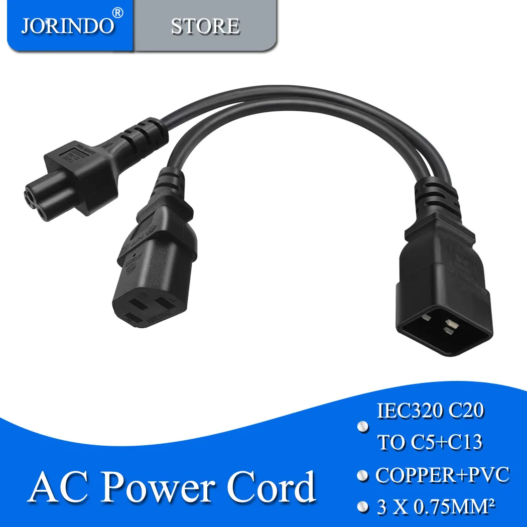 IEC320 C20 TO C5/C13 AC power one tow two conversion cables,PDU/UPS plug C20 TO C5 3 holes and C13 holes,0.3m