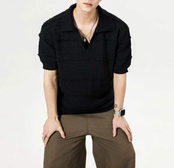 Hollow Knitted Polo Shirt 2026 Men's Summer Design Casual Short Sleeves