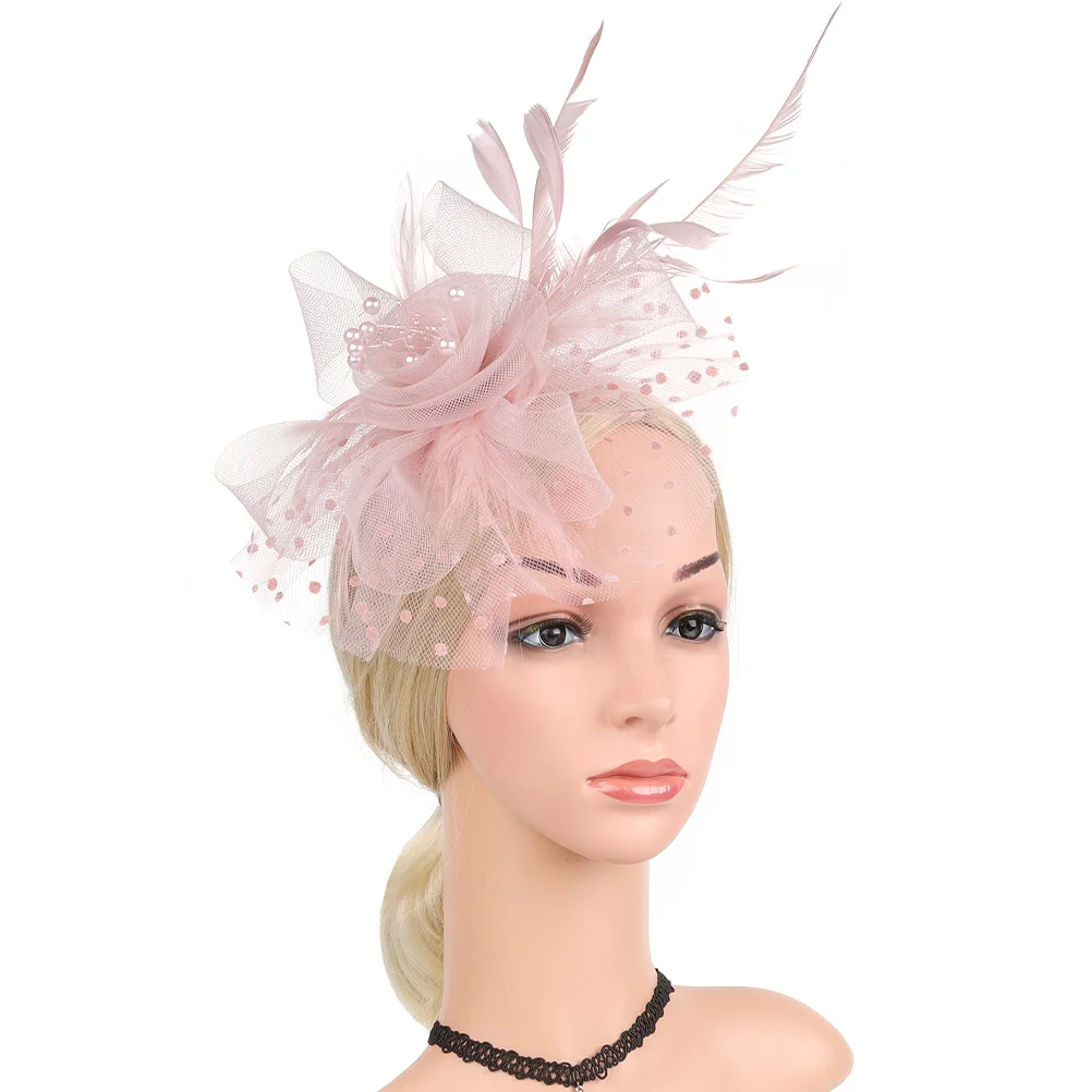 

1Pc Netting Plume Headband Elegant Women Fascinator Hat Bridal Tea Party Wedding Banquet Accessories Light Not Fade