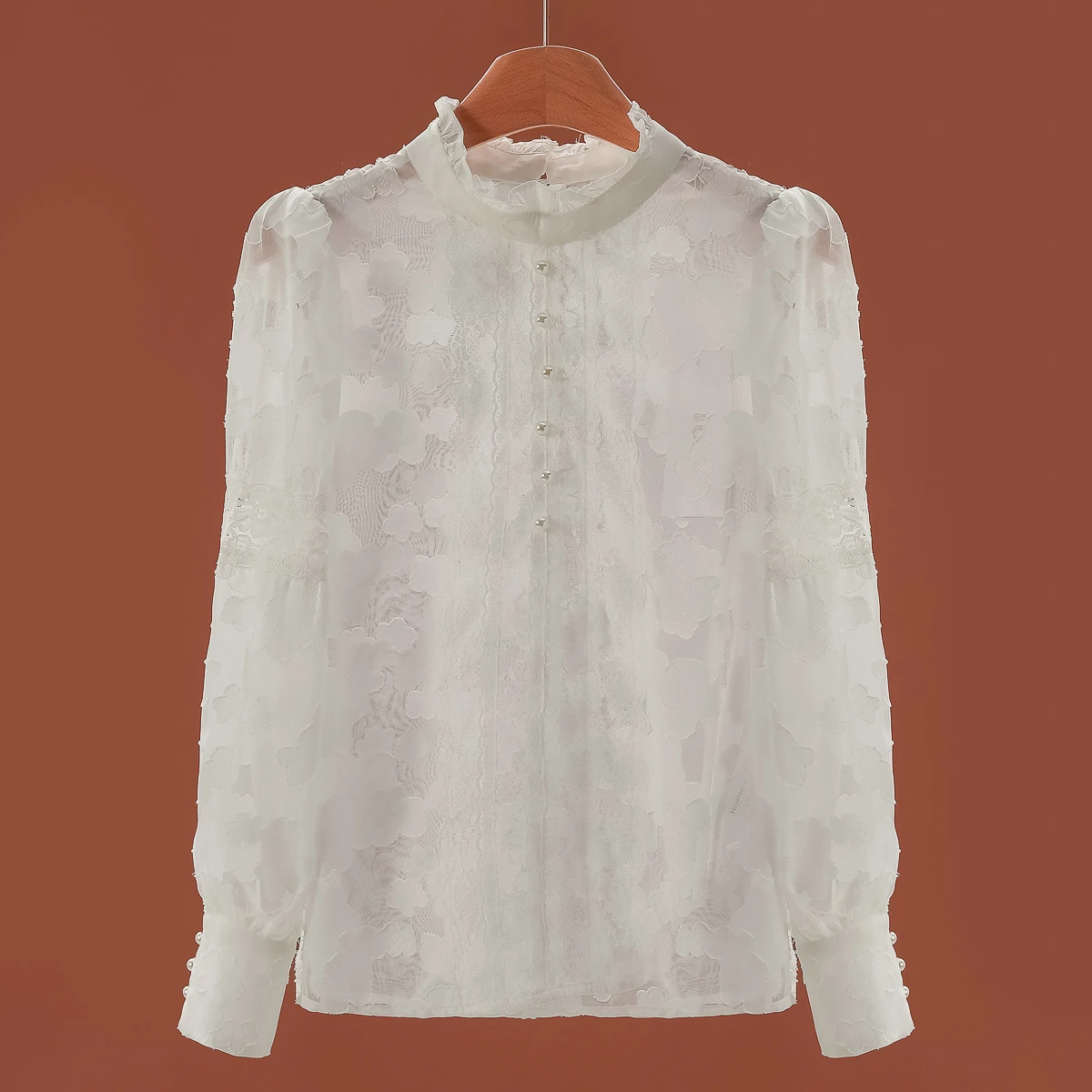 

Пуловер Sweet Sle Long Sve irt Легкий прозрачный сенсационный воротник-стойка с тяжелой строчкой, деревянное ухо...