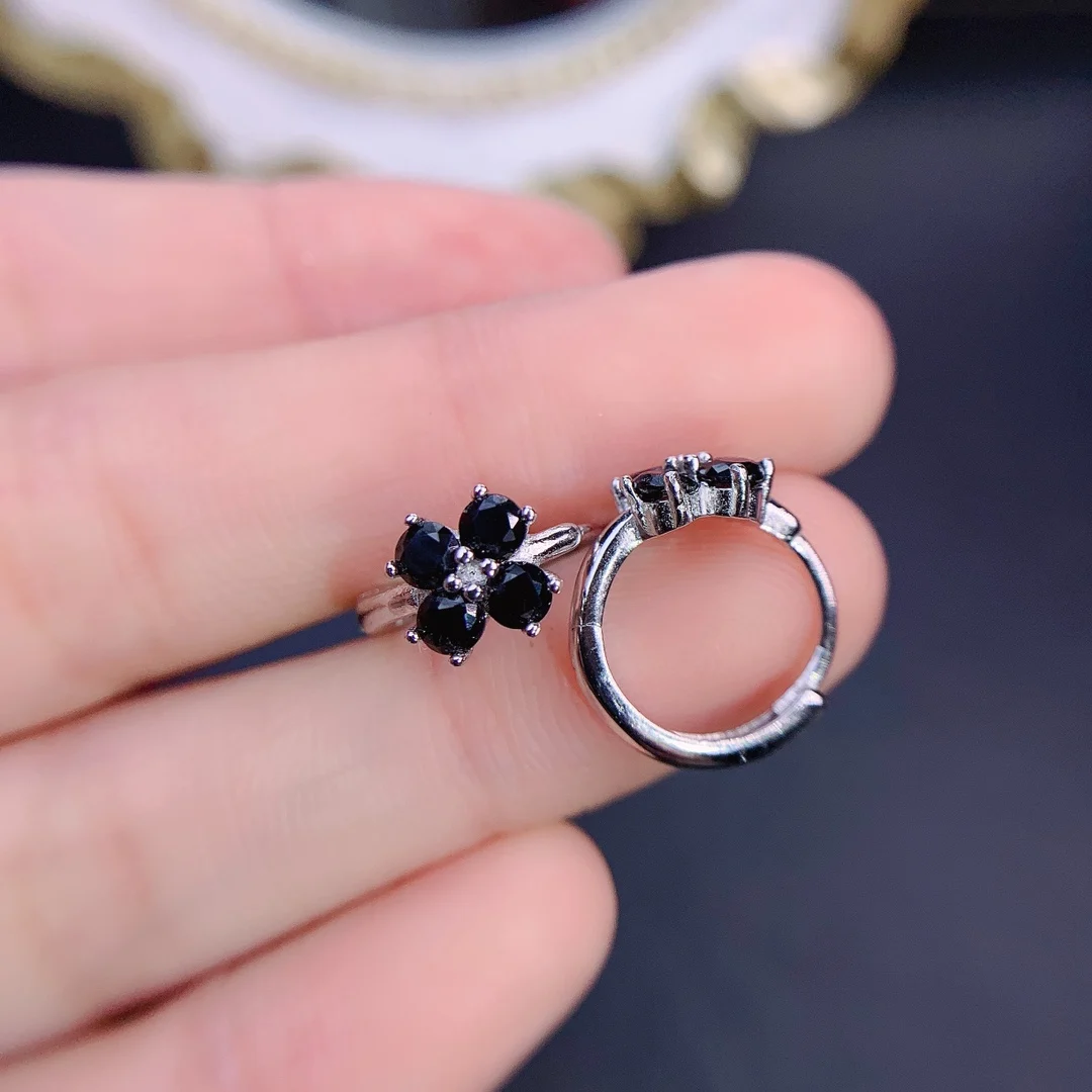 

Black Spinel Ring Sterling Silver Black Ring Engagement Natural Black Spinel Gemstone Ring