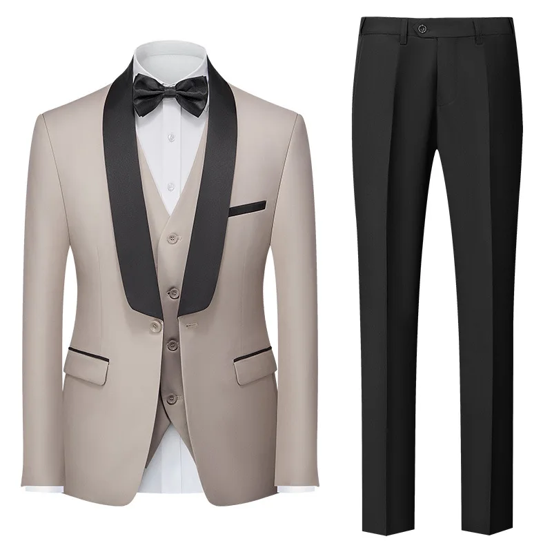 

New men's foreign trade Amazon suit three-piece double-slit dress suit slim groom wedding suit men