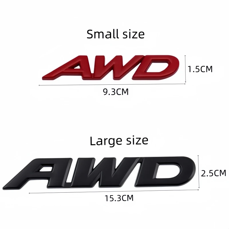 1pcs AWD logo 3D Car Metal logo Emblem Sticker Badge Rear Decal Logo for AWD 4X4 Off Road SUV 4WD Auto accessories