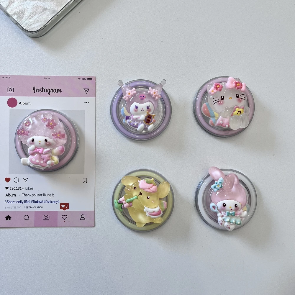 

Cute Sanrio Hello Kitty Kuromi Magnetic Holder Grip Tok Griptok Phone Stand Holder Support For iPhone Samsung Magsafe Smart Tok