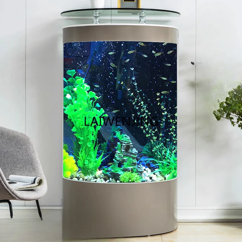 HLZ semi-circular glass fish tank living room household aquarium vertical water-free floor tank