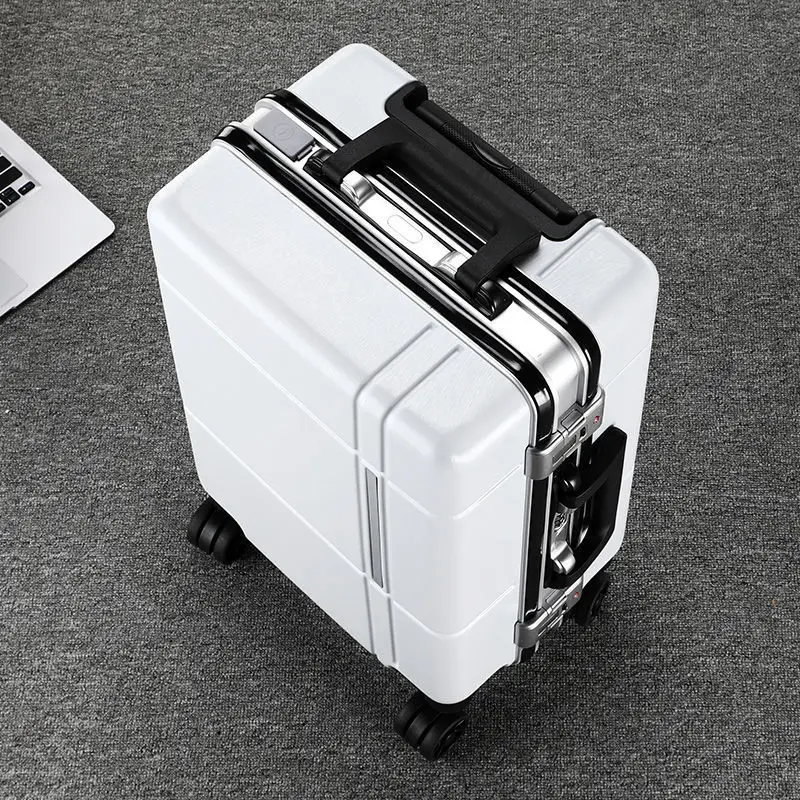 New luggage thickened aluminum frame USB suitcase men and women universal wheel large capacity travel bag boarding trolley case