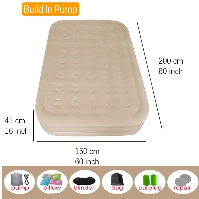 Luxury Air Mattress Queen with Built-in Pump for Home Camping Inflatable Airbed Luxury Double High Adjustable Blow Up Mattress