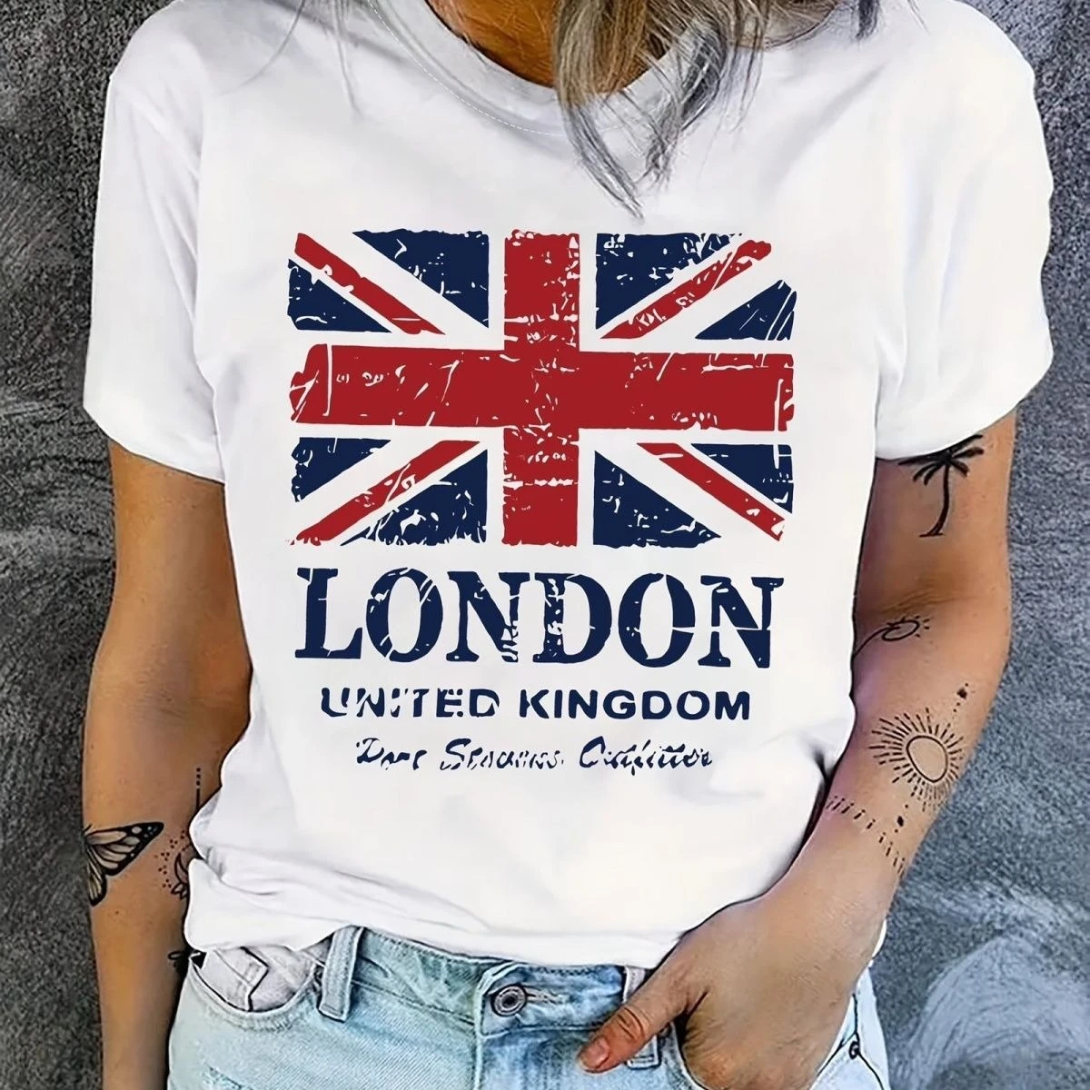 Women's T‑Shirt Vintage London United Kingdom Inspired Graphic Print Short Sleeve Retro Casual Street Style Summer Daily Top