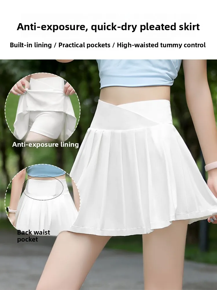 レディースサマー新作速乾ランニングフィットネスウェアバドミントンスポーツウェアファッショナブルヨガテニススカートセット