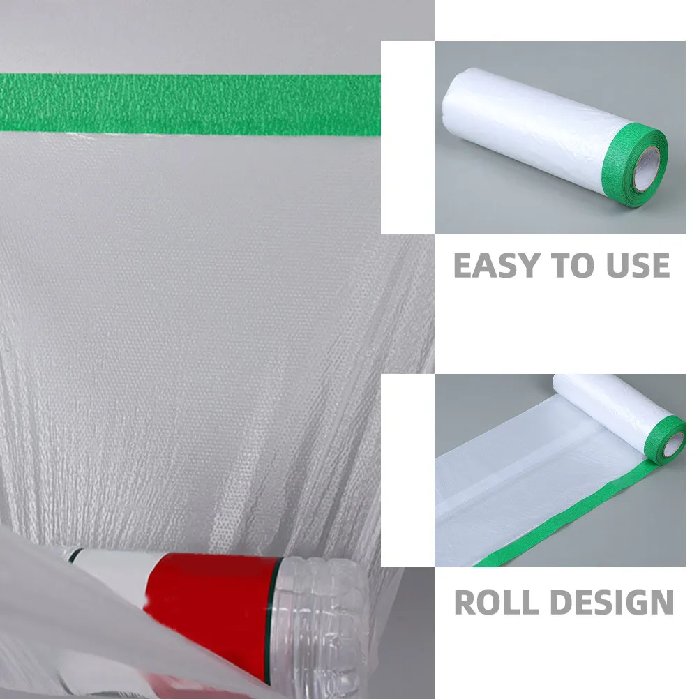 1 Roll Heavy Duty Masking Film for Car Painting Home Improvement Wall Protection Dust Paint Blocking Easy Tear Roll Design Large