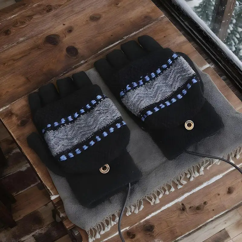 Verwarmingshandschoenen voor dames Verwarming Heren Dames Vingerloze winterhandschoenen Verstelbare temperatuur Winter Warme verwarming Mitten USB-hand