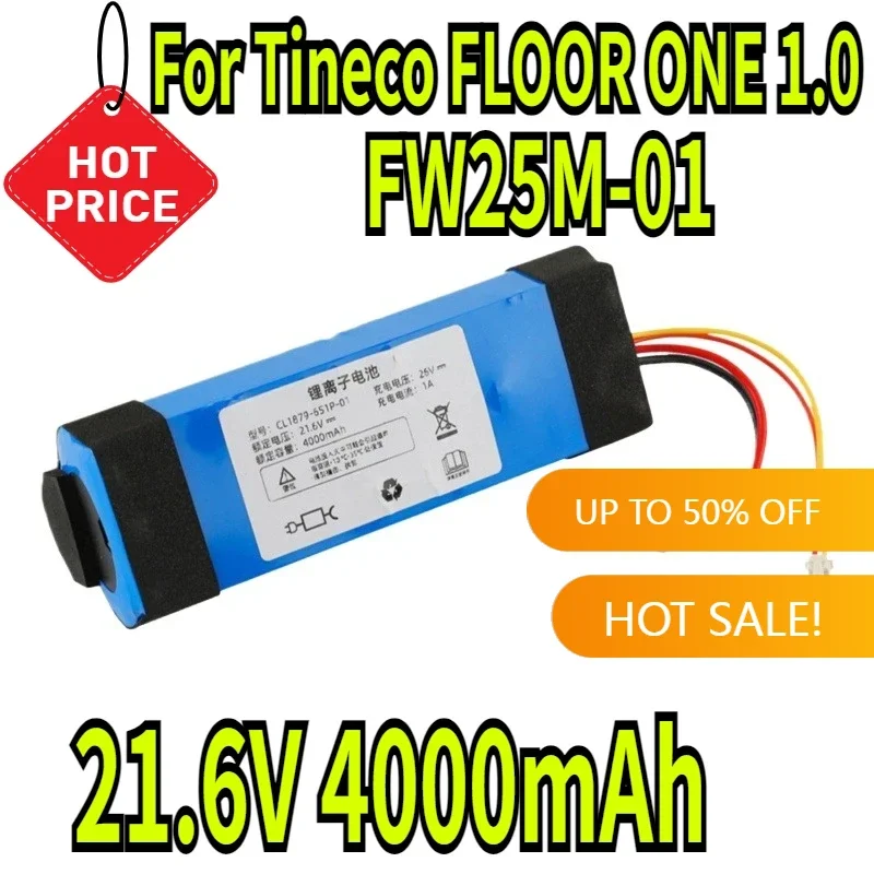 

Batterie Pour For Tineco FLOOR ONE 1.0 FW25M-01 FW09010ECN HF10E-01 HF20E-01 S3-01 Sol Accessoires 21.6V 4000mAh CL1879-651P-01