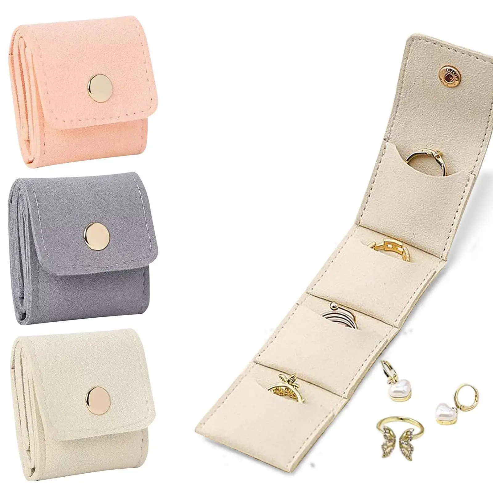 

1PCS Portable Mini Jewelry Organizer Bag with Multiple Compartments for Rings Necklaces Earrings Travel Storage Case Gifts Pouch