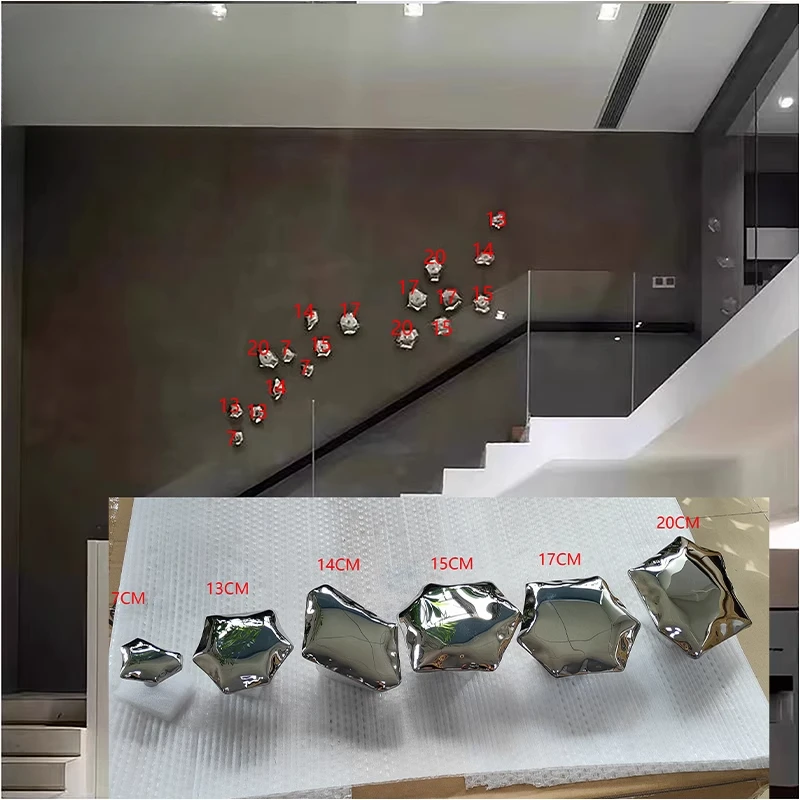 

steel star three-dimensional wall decoration corridor metal wall decoration living room cloakroom hotel decoration