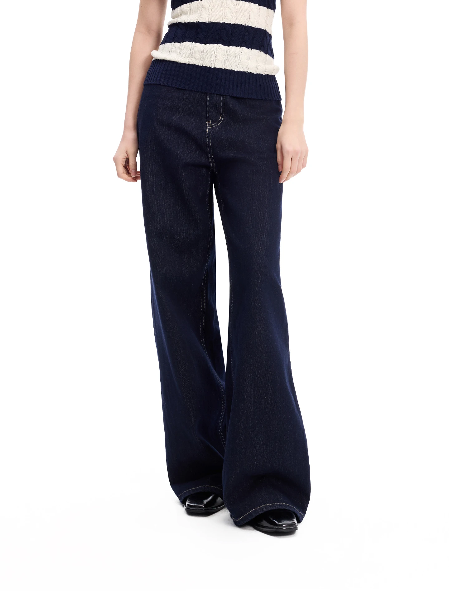 

Deep Blue Original Color Wide Leg Straight Casual Women's Jeans Loose Fit Comfortable Spring Summer Series Natural Waist