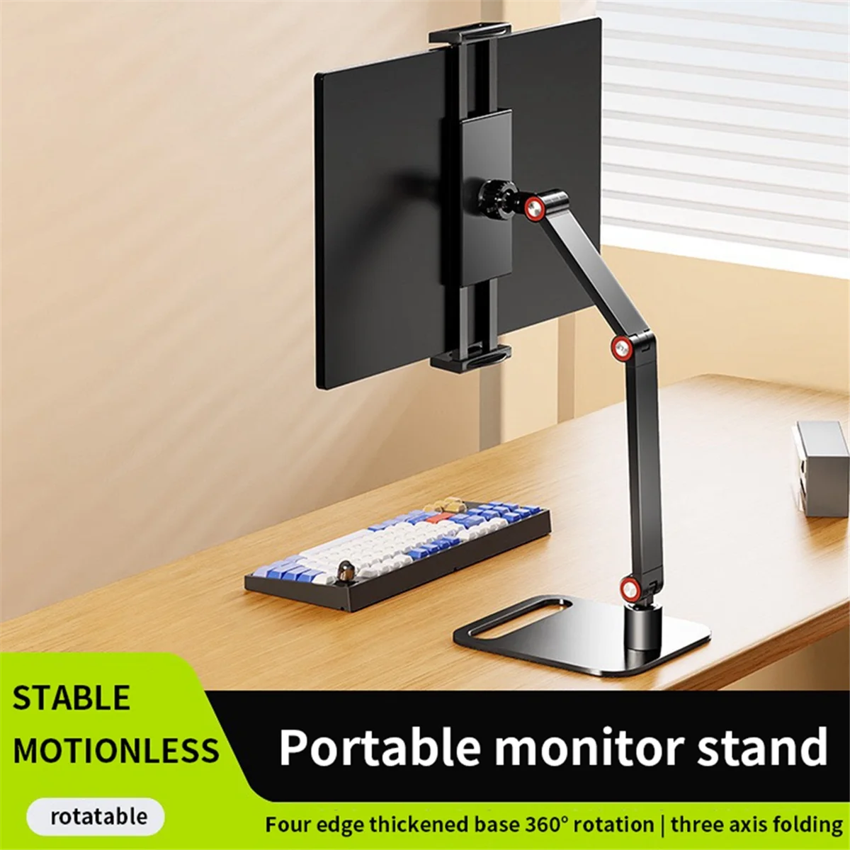 Portable Monitor Stand Adjustable 360° Swivel Bracket Tablet Holder Compatible with Tablet Desktop Clamp Stand