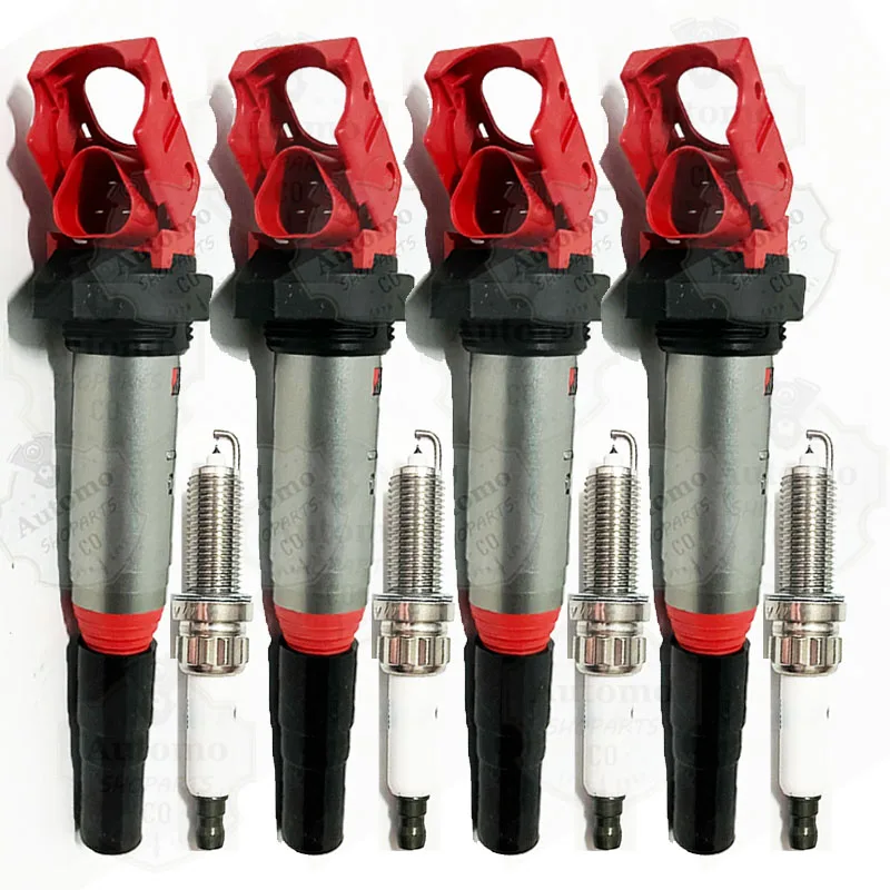 4PCS Ignition Coil Iridium Spark Plugs for BMW 120i 320i X1 X3 Mini UF667 2137551049 12137551260 12137594596 12138616153