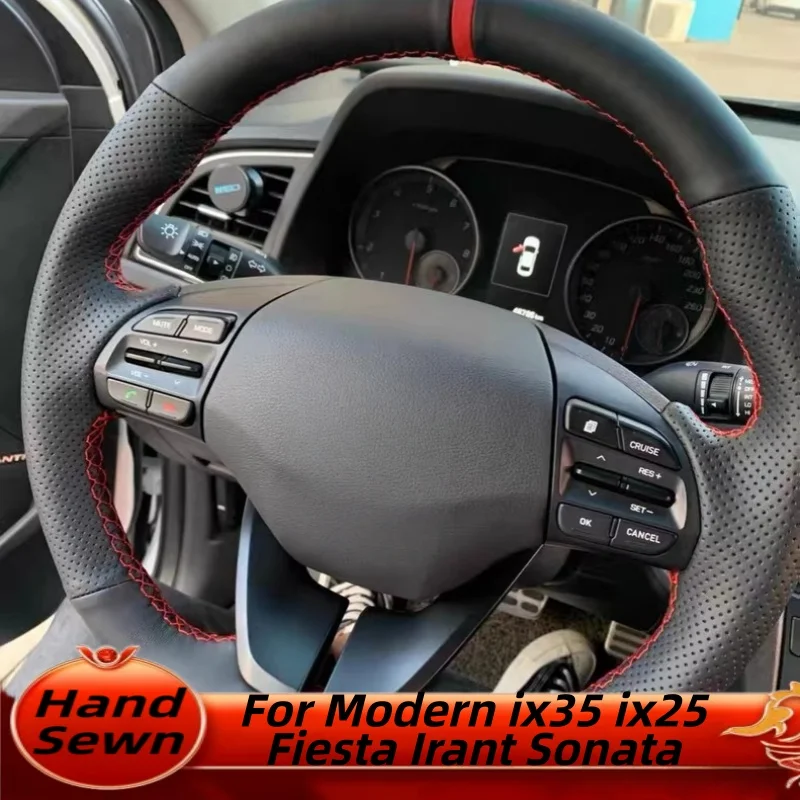 

Car Steering Wheel Cover Microfiber Leather Hand-Sewn For Hyundai Ix35 Ix25 Fiesta Elantra Sonata Car Interior Accessories
