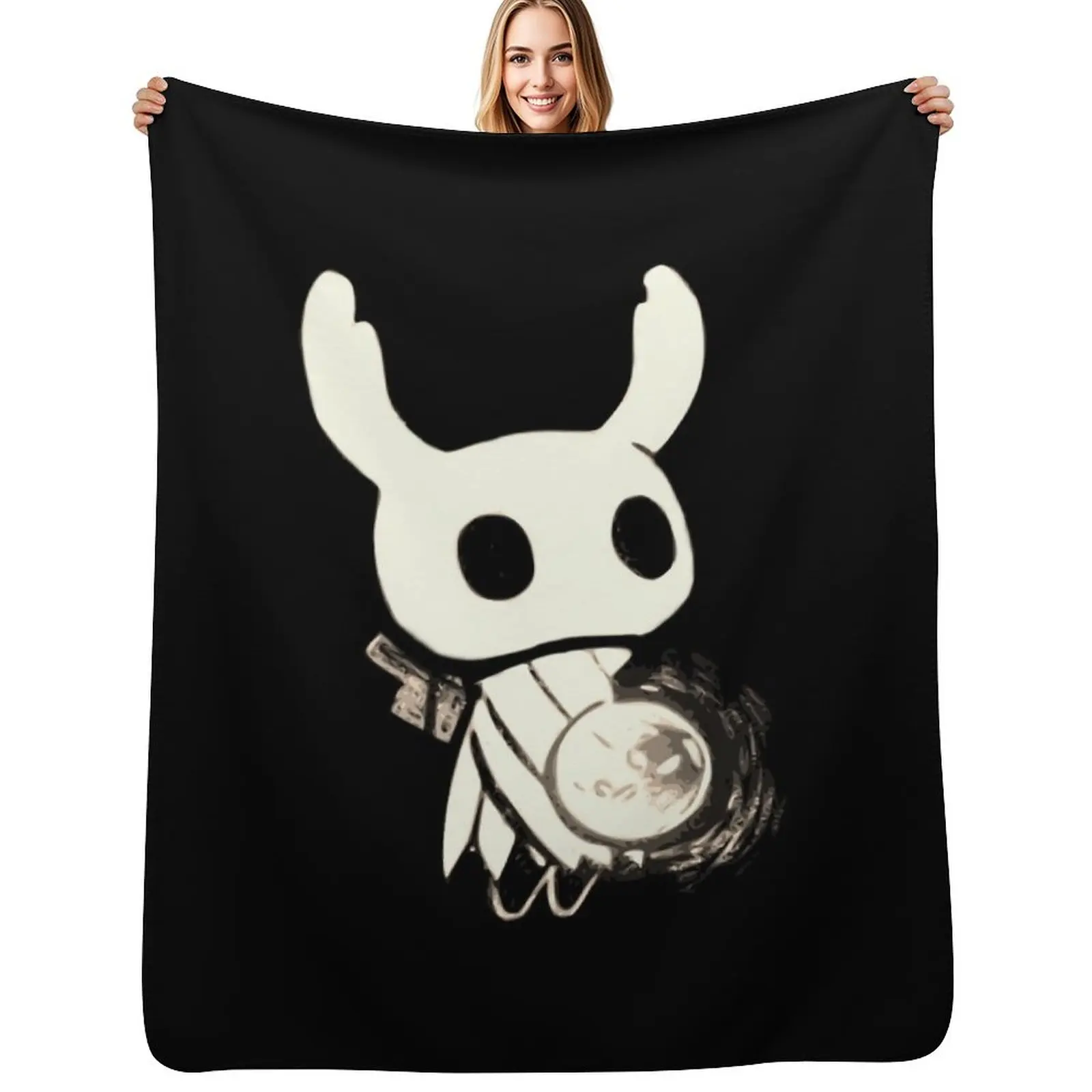 

The Knight From Hollow Knight - Black and White Artwork Throw Blanket Versatile Cozy Throw Blanket for All Occasions