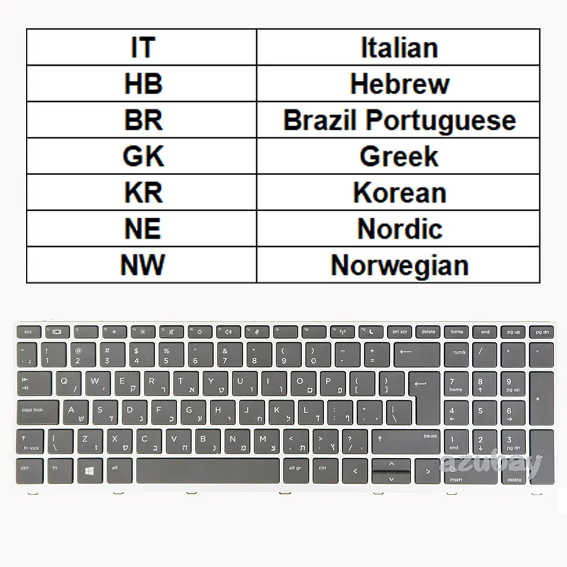 Laptop Keyboard for HP L09594-L00740-061-BB1-201-DJ1-AD1-DH1 SG-87820-XRA 6037B0133806 6037B0133814 IT HB BR GK KR NE NW QWERTZ