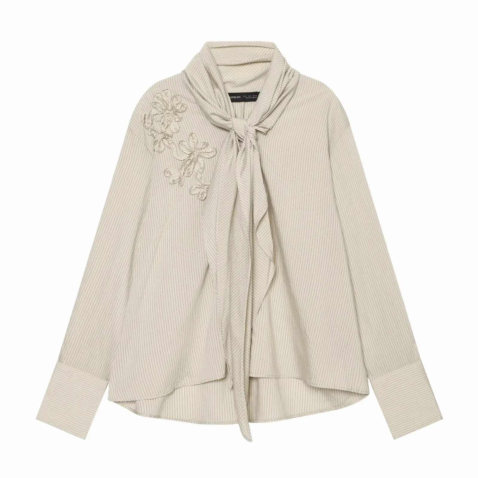 Gestreifte Hemden für Damen, Vintage, elegant, mit Puffärmeln, Sommer, neue High-Street-Kleidung, Freizeit, einreihig, mit Reverskragen. – Detail 2