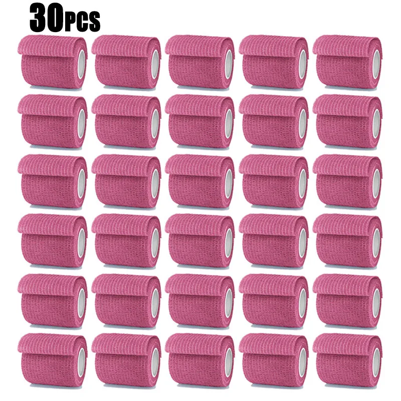 1/15/30Pcs 4.8m Pink Self Adhesive Elastic Bandage Color Sports Wrap Tape for Finger Joint Knee First Aid Tapeirst Aid Ta
