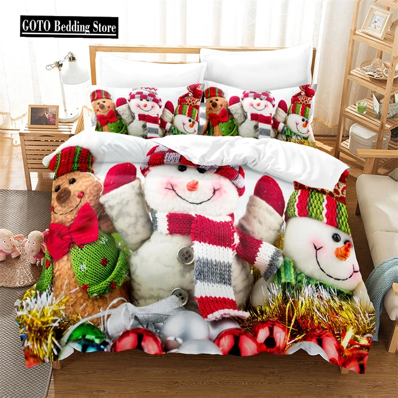 

Christmas snowman Bedding Set Kid's Duvet Cover Set Christmas Gifts Bedding with 2 Pillowcases Queen Size Christmas Bedding Sets