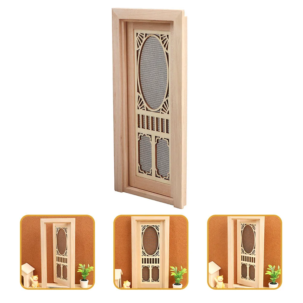 

Miniature Wooden Door for Dollhouse 1:12 Scale Tiny Hollow Interior Exterior Accessory Mini House Decoration Craft Supply