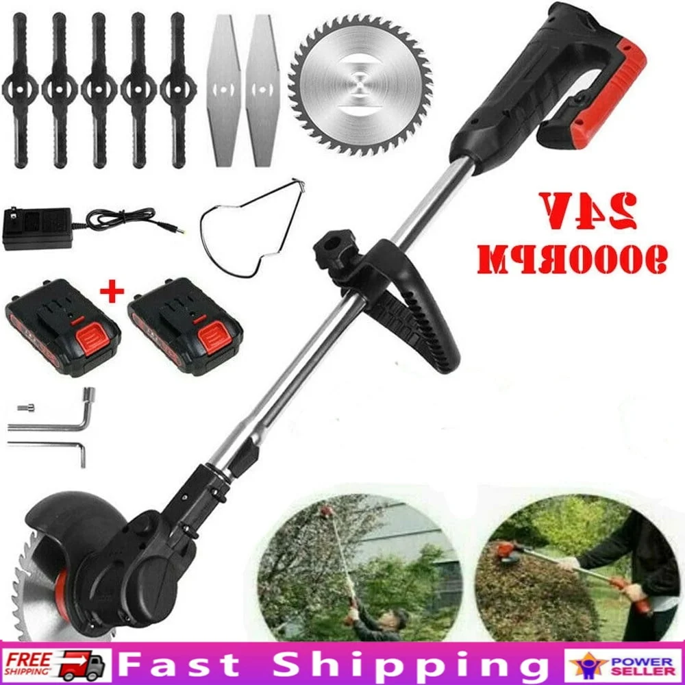 

Cordless Electric Lawn Trimmer 24V Grass Edger 600W Lithium Battery Adjustable Length 3 Blades Pruning Tool Garden Use