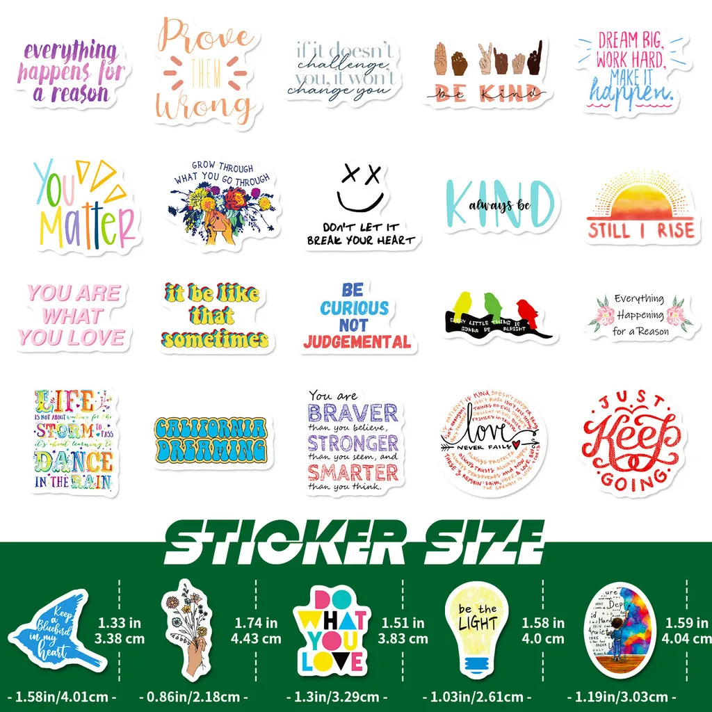 50Pcs 4cm Small Size Removable Waterproof Inspirational English Slogan Luggage Stickers | No Residue RecordingYourLife Store