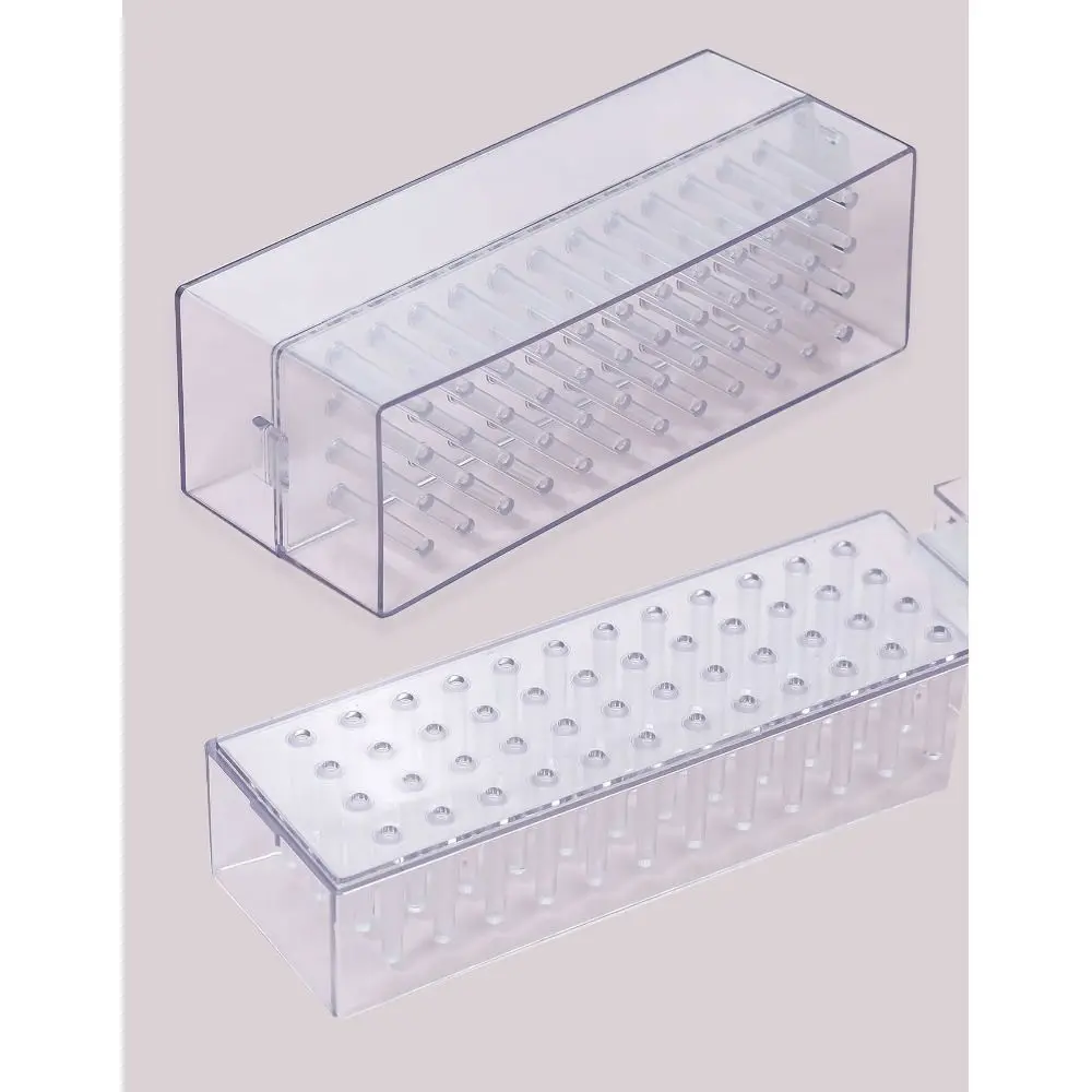 Transparent Nail Drill Bits Storage Box Professional 30/48 Holes Nail Drill Bits Holder Stand Nail Polish Tools Dustproof