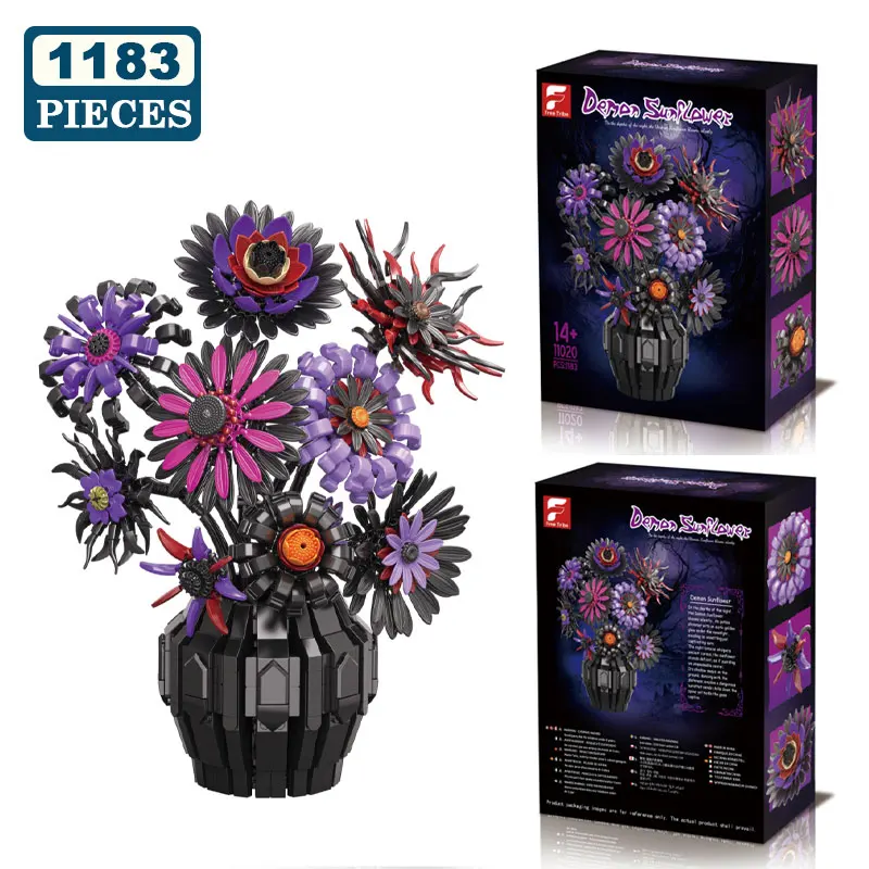 1183-teiliges Van-Gogh-Sonnenblumen-Bauset, elegantes lila Blumenkunstmodell, einzigartige Heim- und Bürodekoration, perfekte Geburtstagsgeschenkidee