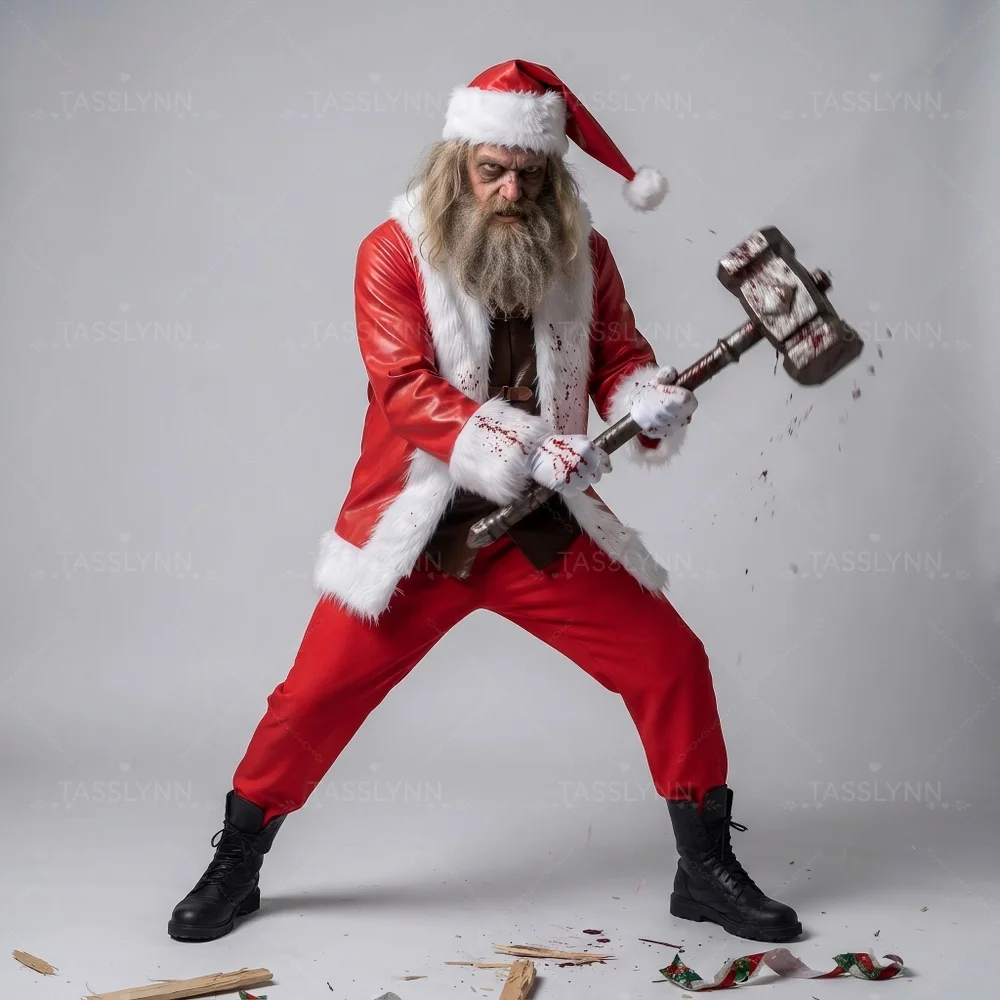 Violent Night Santa Nick Cosplay Costume Christmas Battle Santa Outfit Full Set Christmas Party Suit for Halloween Carnival