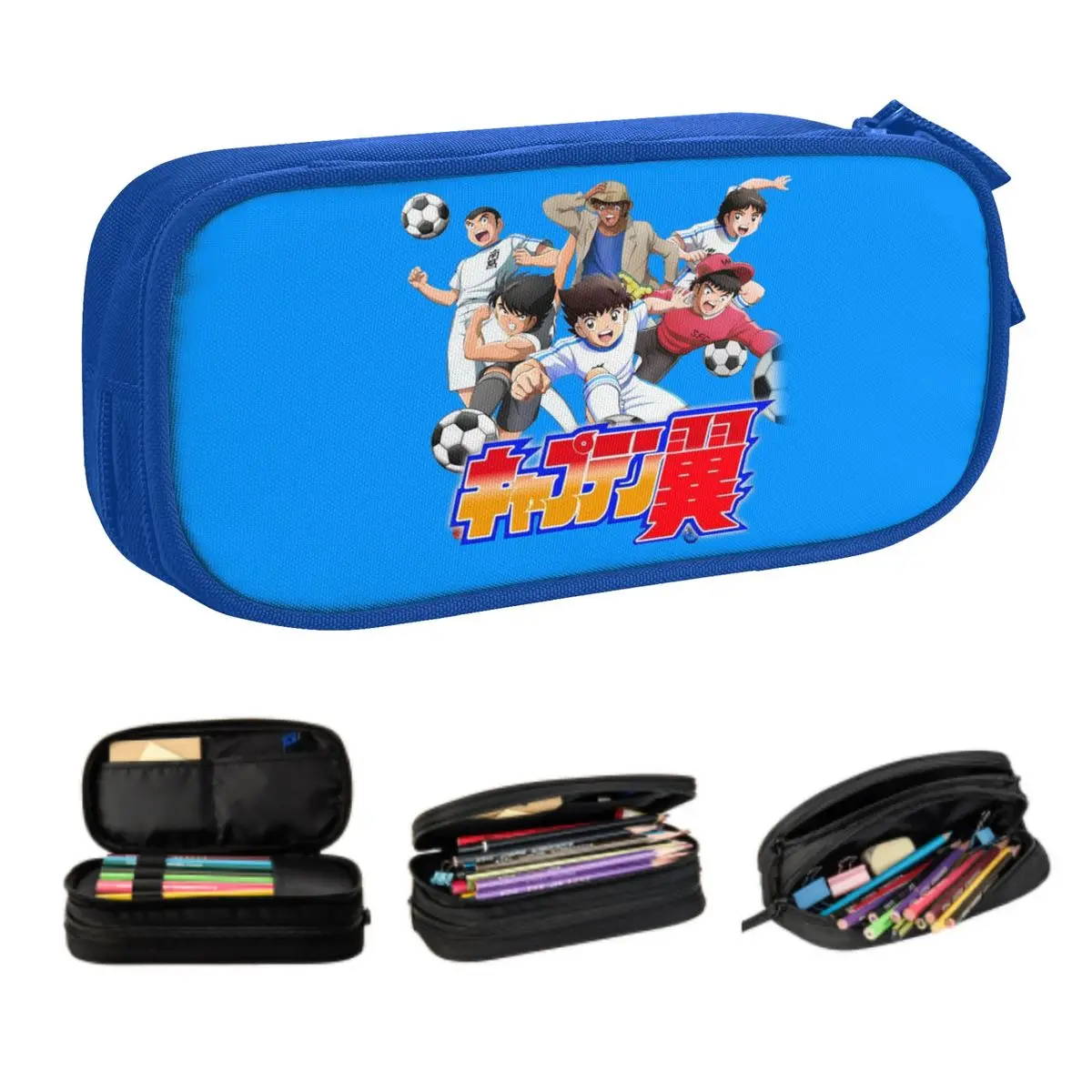 Custom Captain Tsubasa Newteam Cute Pencil Cases Girl Boy Large Capacity Boy Football motion Pencil Pouch School Supplies