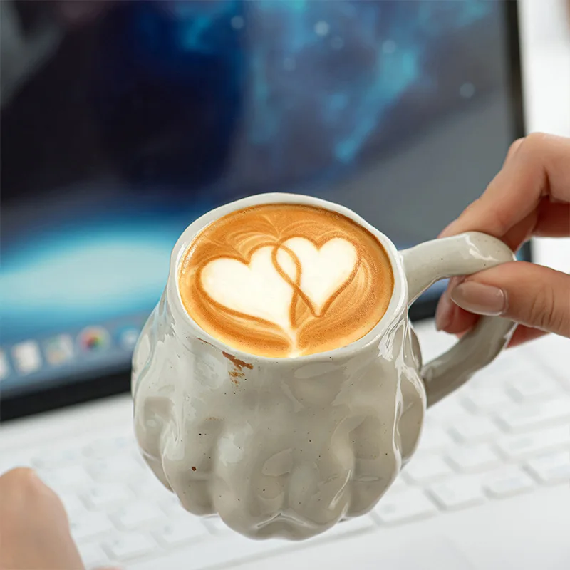 Style Rustic Ceramic Latte Art Coffee Cups Handmade Vintage Thick Walled Specifically