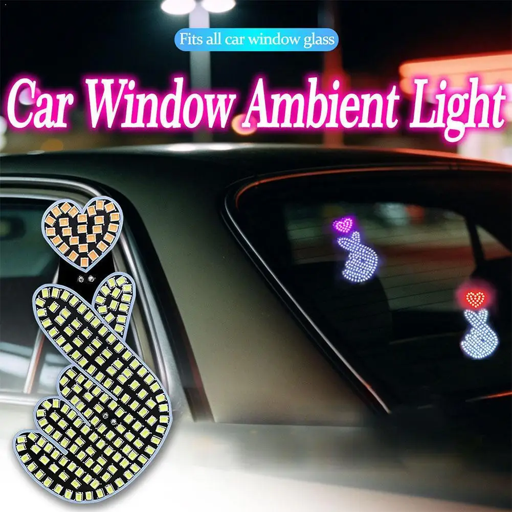 

Светодиодная атмосферная подсветка для автомобиля в форме сердца, без проводов, для треугольного окна, интерьерная