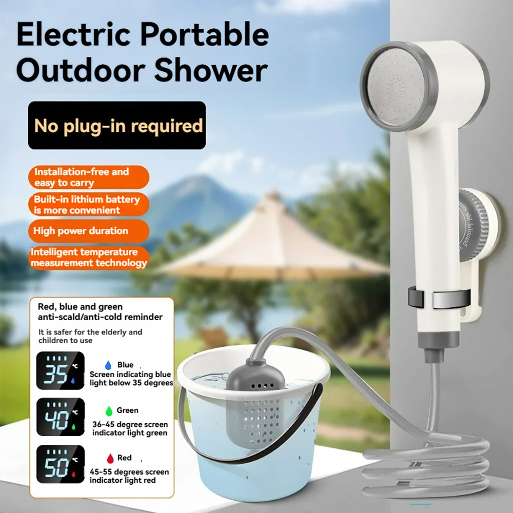 

Battery-powered Electric Shower Cordless Shower Head Rechargeable Portable Outdoor Mobile Shower for Camping Hiking Bathing